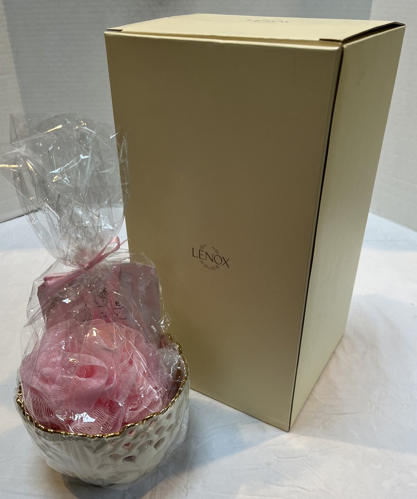 Lenox Classic Pink Bath Gold Trim Small Bowl Gift Set New in Box