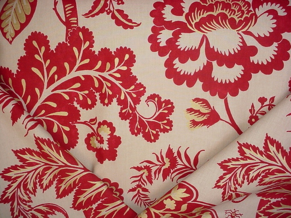 15-3/8Y GP & J Baker PP50279 Hinton Red Jacobean Floral Upholstery Fabric