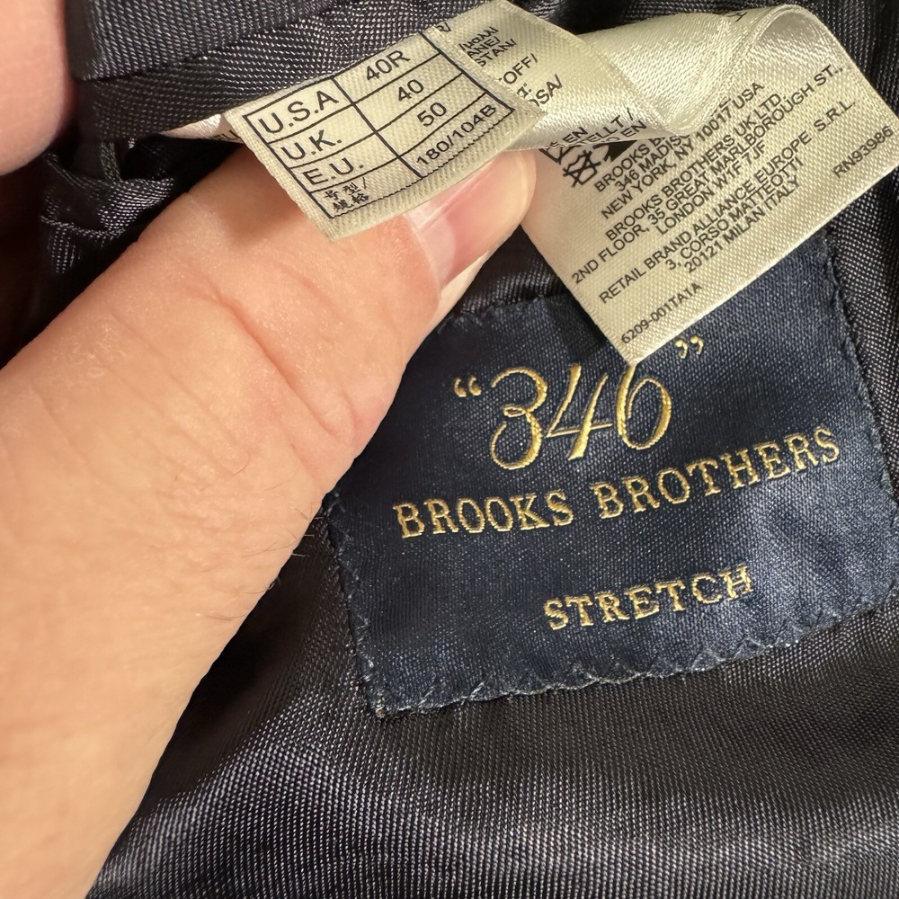 Brooks Brothers Men 346 Stretch Wool Black Blazer Jacket 40R