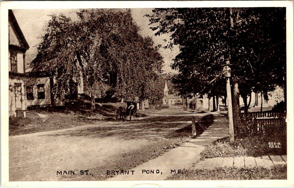 Main Street, BRYANT POND, Maine Postcard