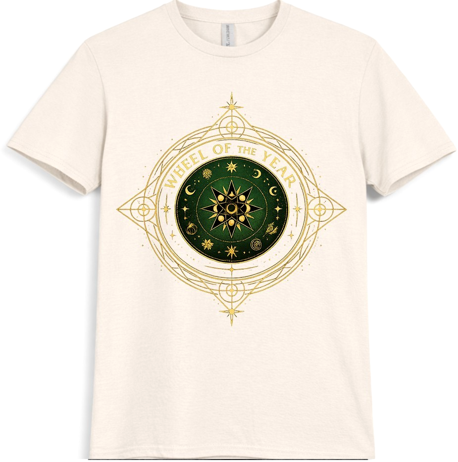 Wheel Of The Year T Shirt Witch Wicca Pagan Occult Sacred Geometry Graphic Tee