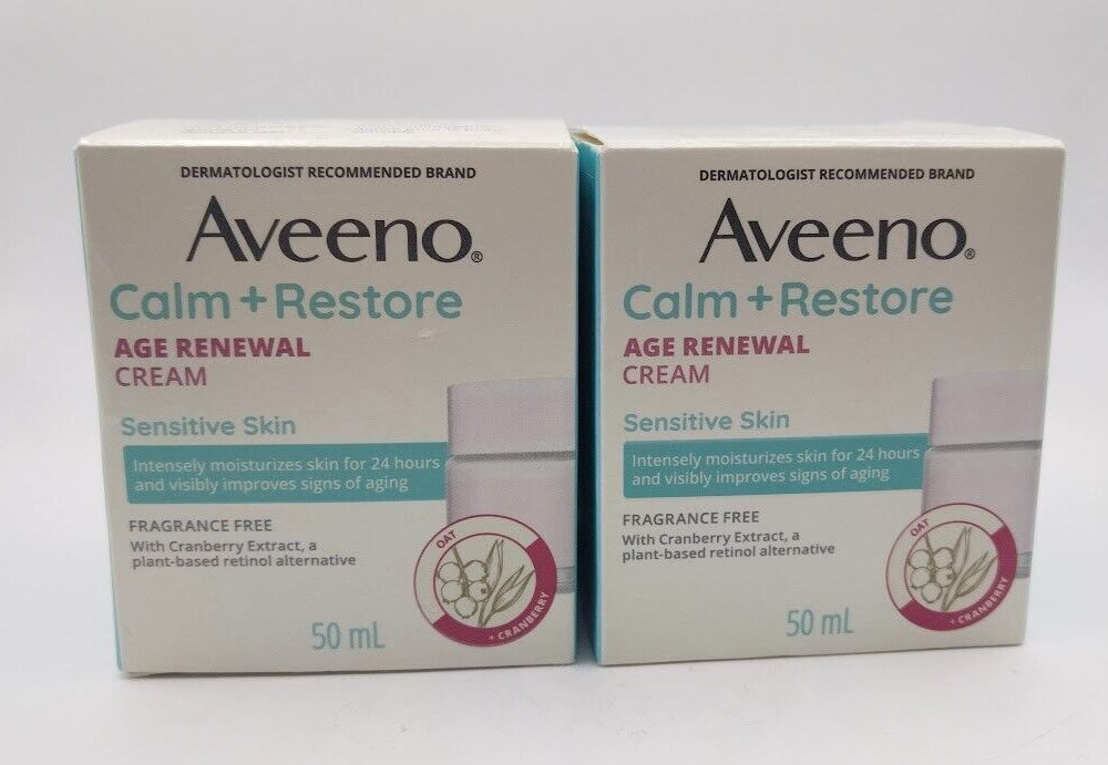 Aveeno Calm Restore Age Renewal Cream 50ml 2-Pack New In Box