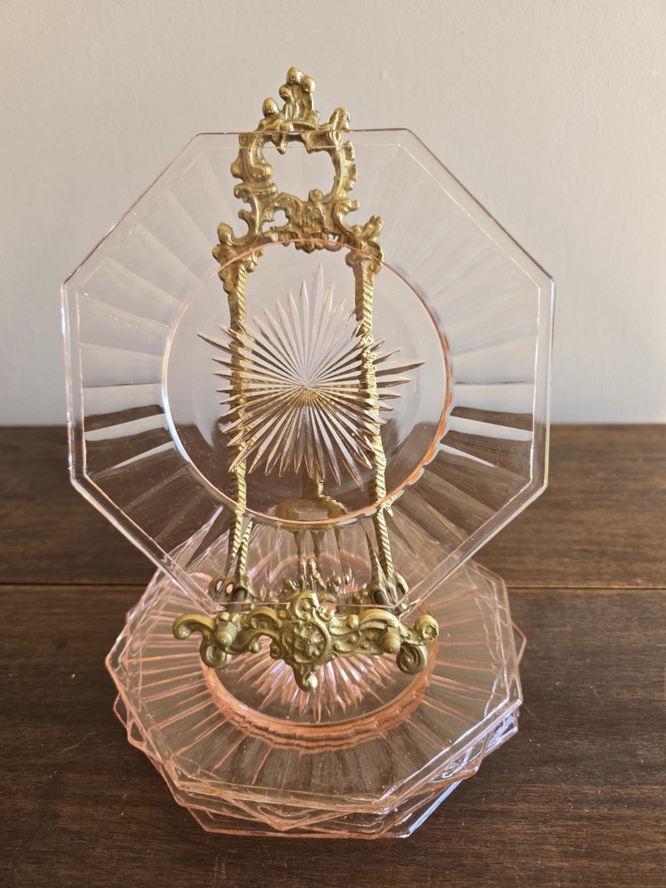Set Of 5 Anchor Hocking Pink Depression Glass Dessert Plates 7