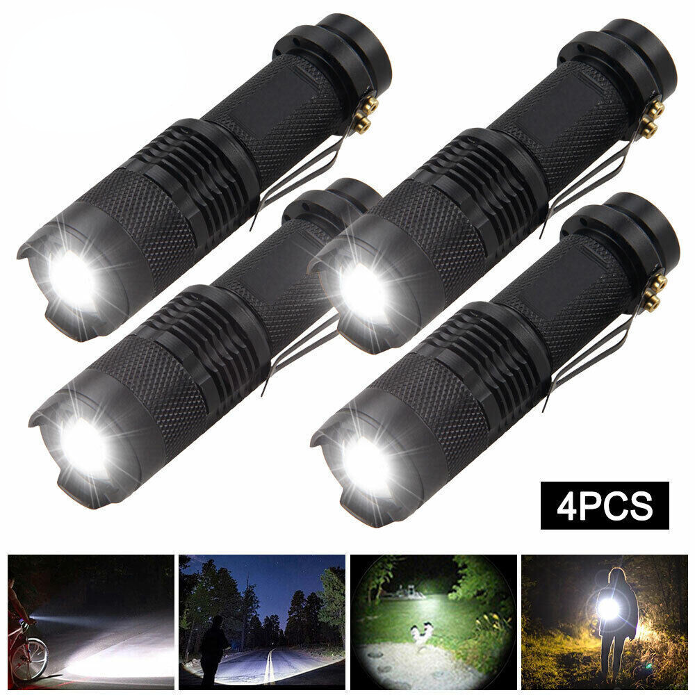 4PC 20000LM Mini LED Flashlight with Adjustable Zoom Focus Lamp