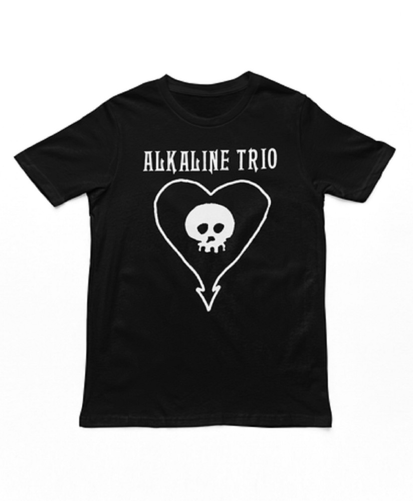 Alkaline Trio Heartskull T-Shirt, Punk Rock Band Graphic Tee, Mens Black