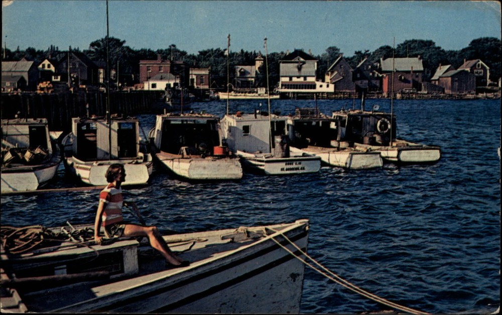 Boats Harbor St Andrews New Brunswick Canada ~ 1950s-60s vintage postcard