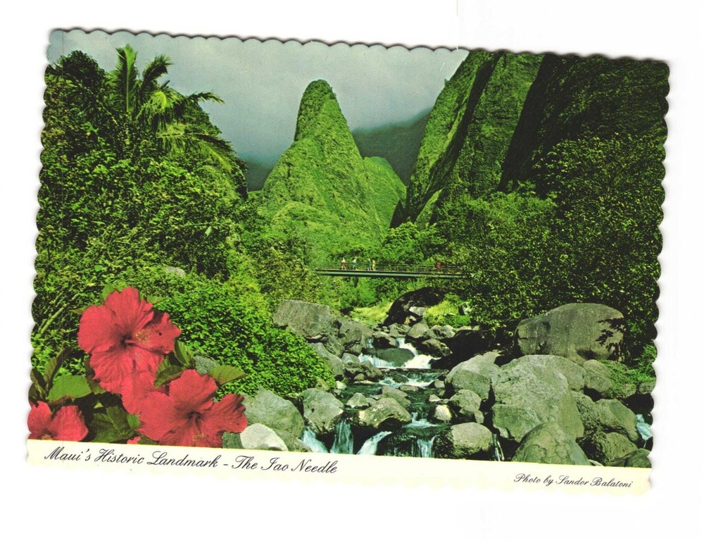 MAUI's Historic Landmark the Iao Needle Island of MAUI Hawaii VTG postcard UNP
