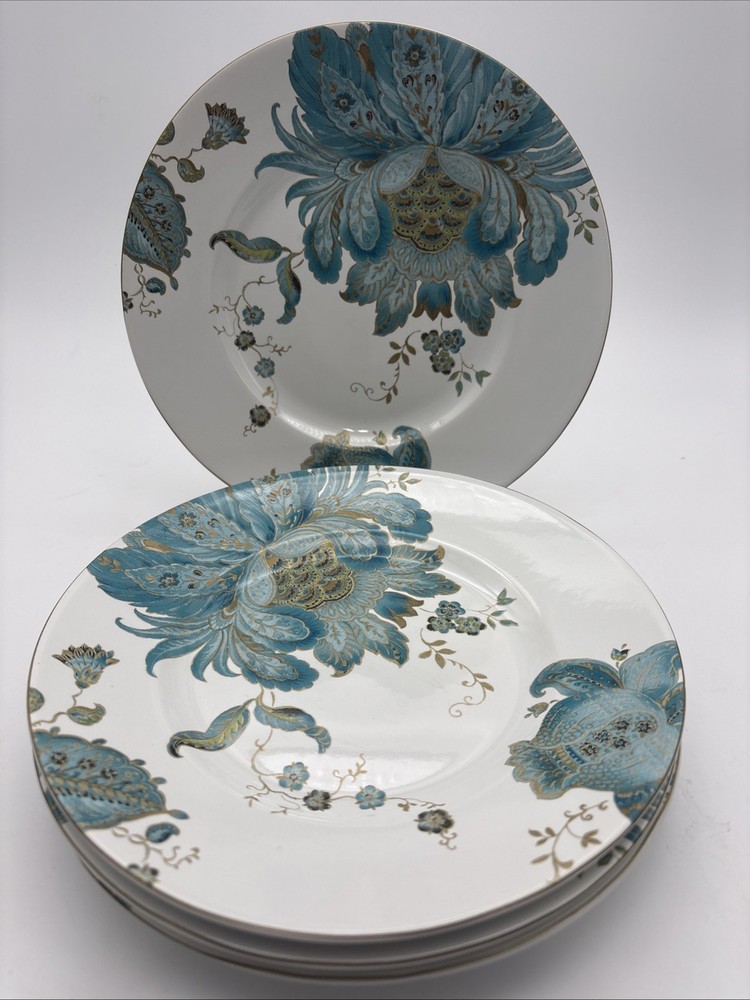 Set of 4/ 222 Fifth Eliza Teal Salad Plates Set 8 3/4