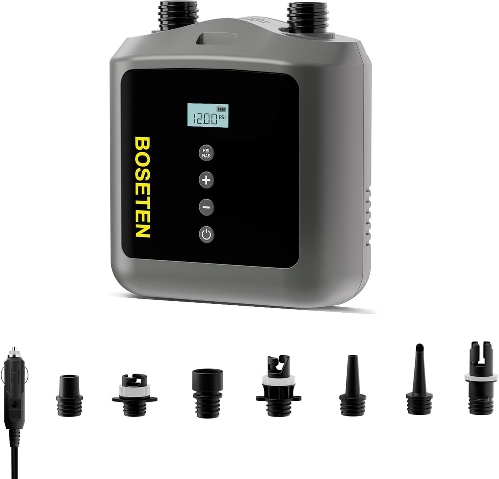 High-Power SUP Electric Air Pump with Deflation and Auto-Off 12V DC