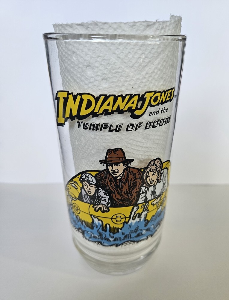 1984 Indiana Jones Temple Of Doom Indy, Willie, & Short Round 7-UP Glass