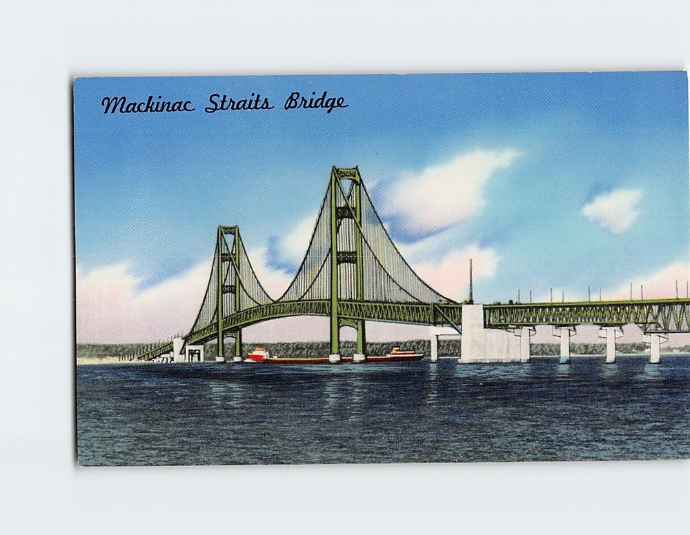 Postcard Mackinac Straits Bridge Michigan USA North America
