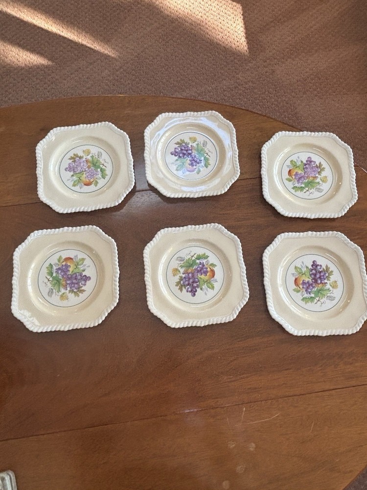 Set Of 6 Vtg. Mid Century Johnson Bros. Square Fruit Plates