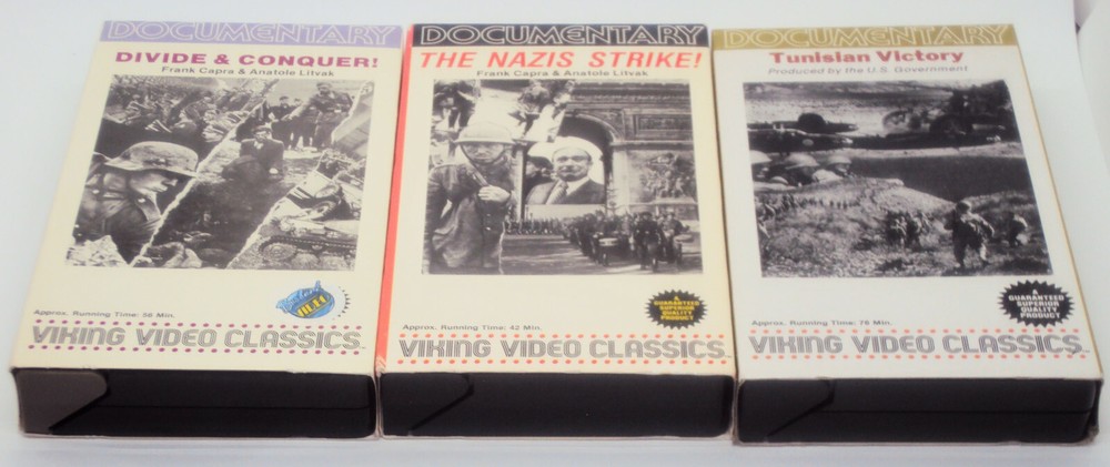VIKING VIDEO CLASSICS 3 VHS WWII Documentary DIVIDE & CONQUER Tunisian Victory +