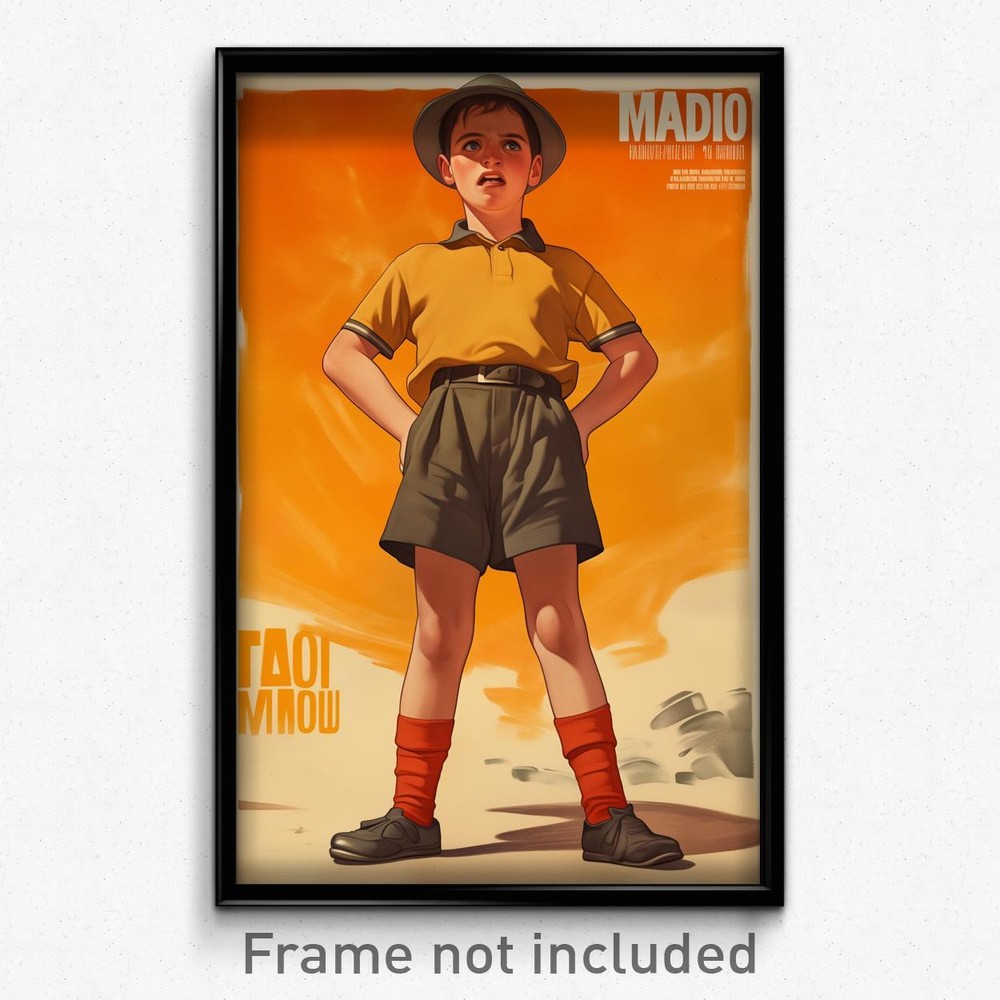 Spanish Film Art Print - Boy in Orange Red Socks Expressing Anger