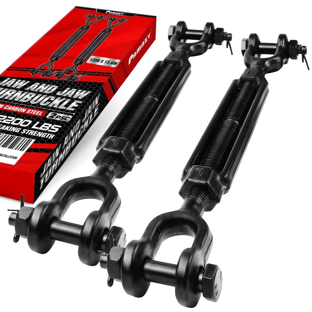 [Premium] 2 Pack 1/2”x13.4” Heavy Duty Jaw and Jaw Turnbuckle, 2200 lbs Worki...