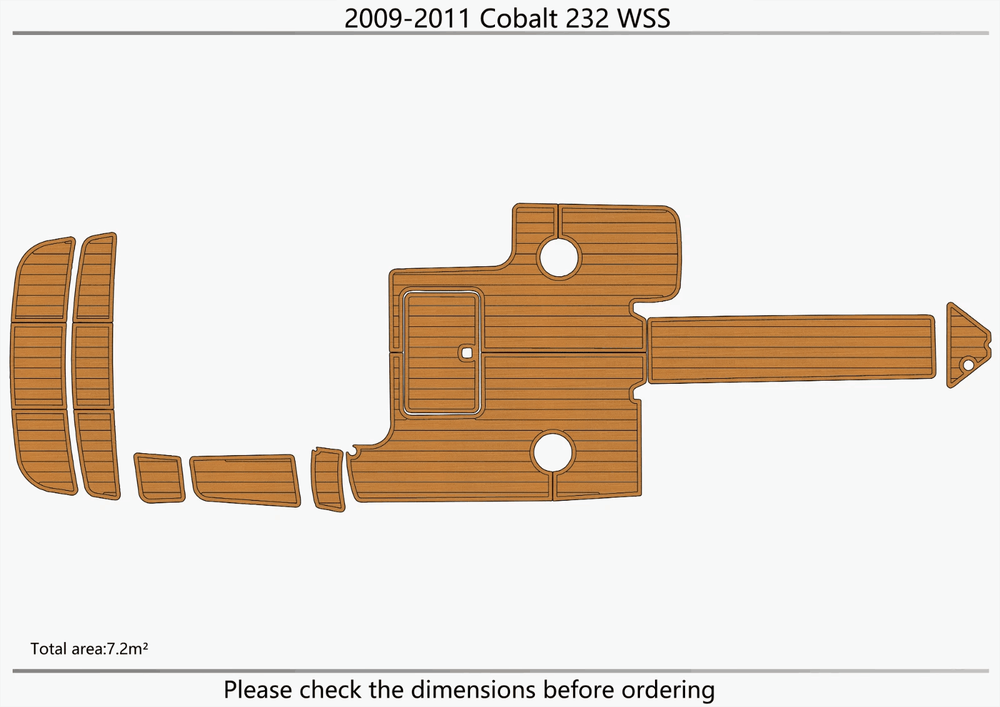 2011 Cobalt 232 WSS Cockpit Swim Platform Boat EVA Pads Foam Teak Deck flooring