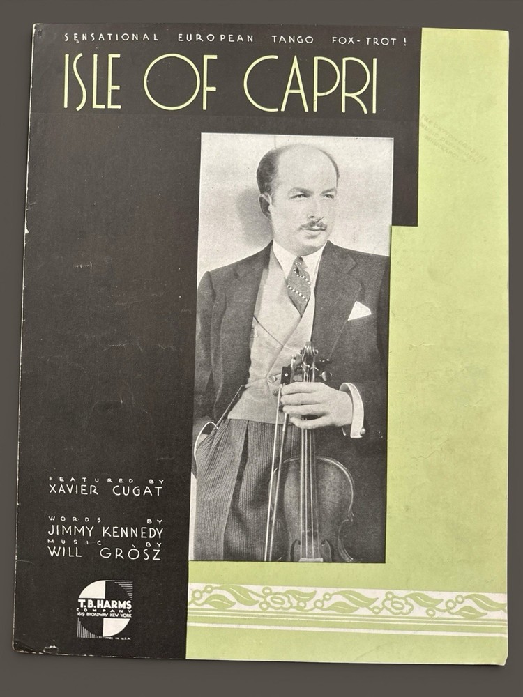 Isle Of Capri 1934 Sheet Music Xavier Cugat Art Deco Cover Tango Foxtrot Latin