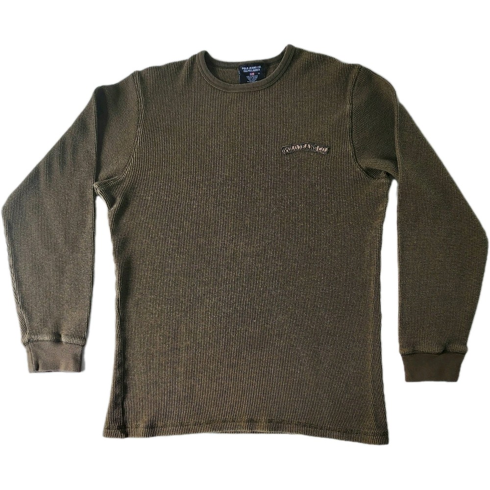 Vintage POLO JEANS CO. Ralph Lauren Waffle Knit Thermal Shirt Mens XL Y2K Grunge