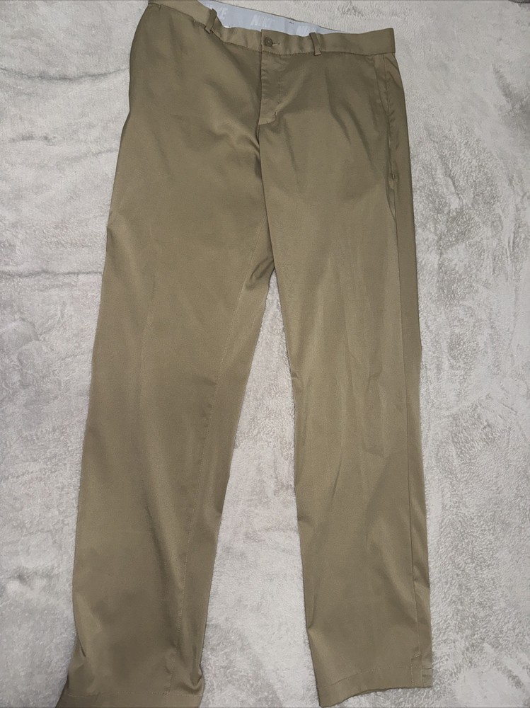 Nike Golf Pants Mens 34 x 34 Khaki Standard Dri Fit Chino Flat Front