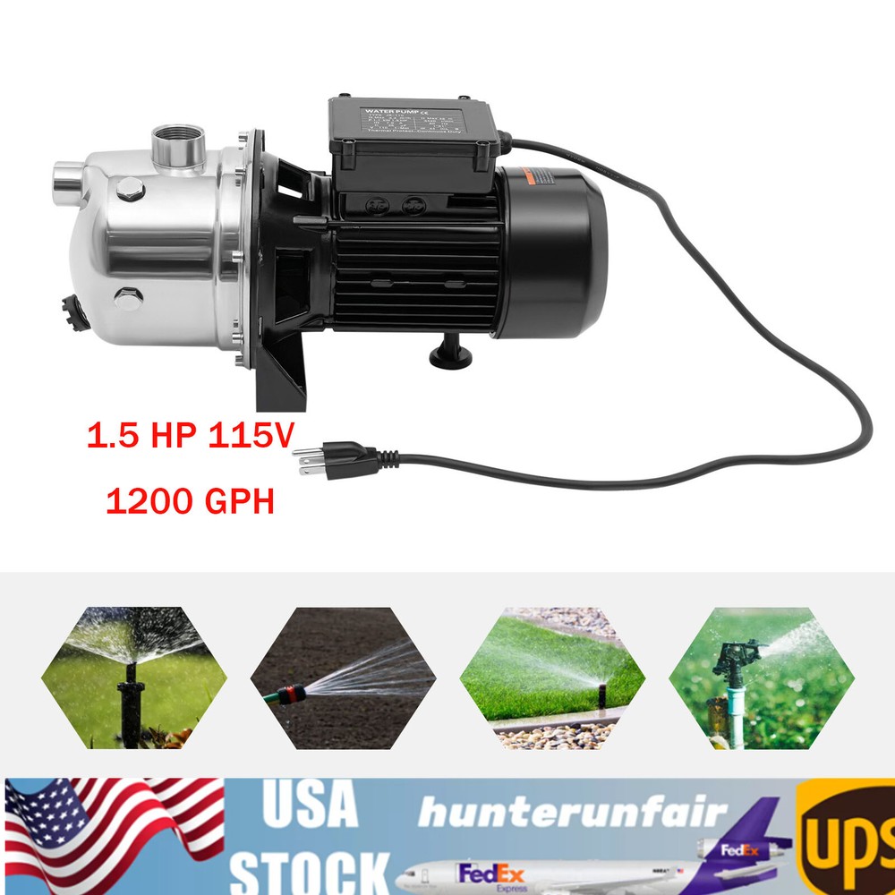 Stainless Shallow Well Pump Garden  Lawn Irrigation Water Jet Pump 1.5 HP 115V