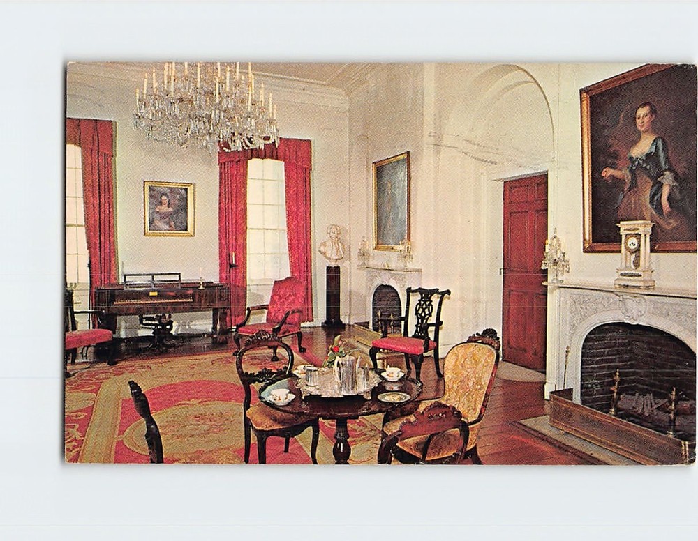 Postcard Drawing Room Custis Lee Mansion Arlington Virginia USA