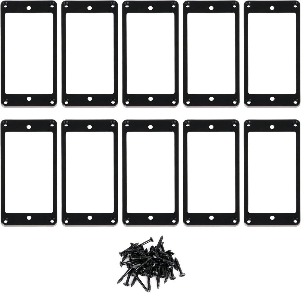 10PCS ABS Black Electric Guitar Flat Pickup Mounting Ring Frame with 40PCS Screw-image