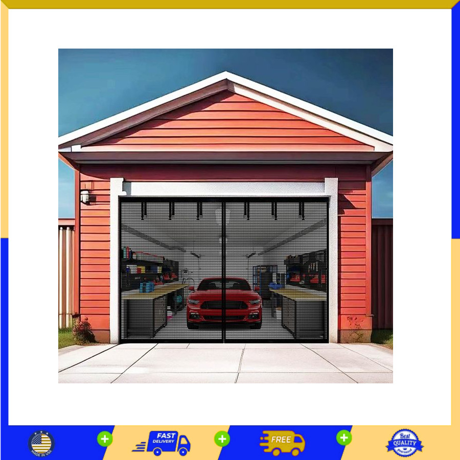 Garage Door Screen for Garage 12x8ft, Durable Heavy Duty Fiberglass Screen Mesh