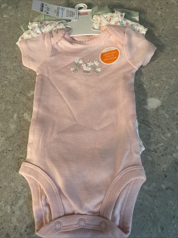 Carter’s One Piece Cotton Snap Bodysuits 3 Pack Newborn
