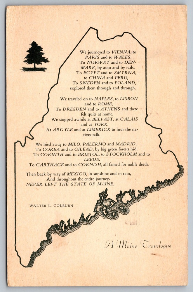 Postcard Land Of Remembered Vacations Maine F1 Souvenir Design