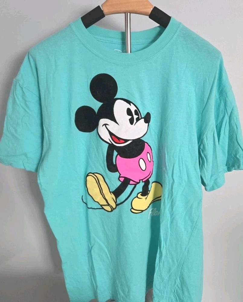 Disney Mickey Mouse Graphic T Shirt Girls Large 12 14 Aqua Blue Short Sleeve Tee