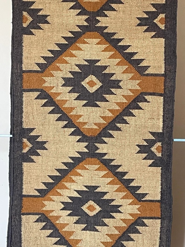 Handmade Wool Jute Runner Kilim Rug for Home Stairs or Hallway