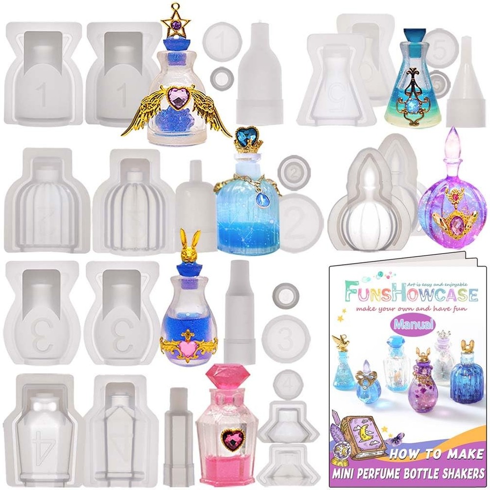 Mini Bottle UV Resin Silicone Mold Set 6 Potions with Manual