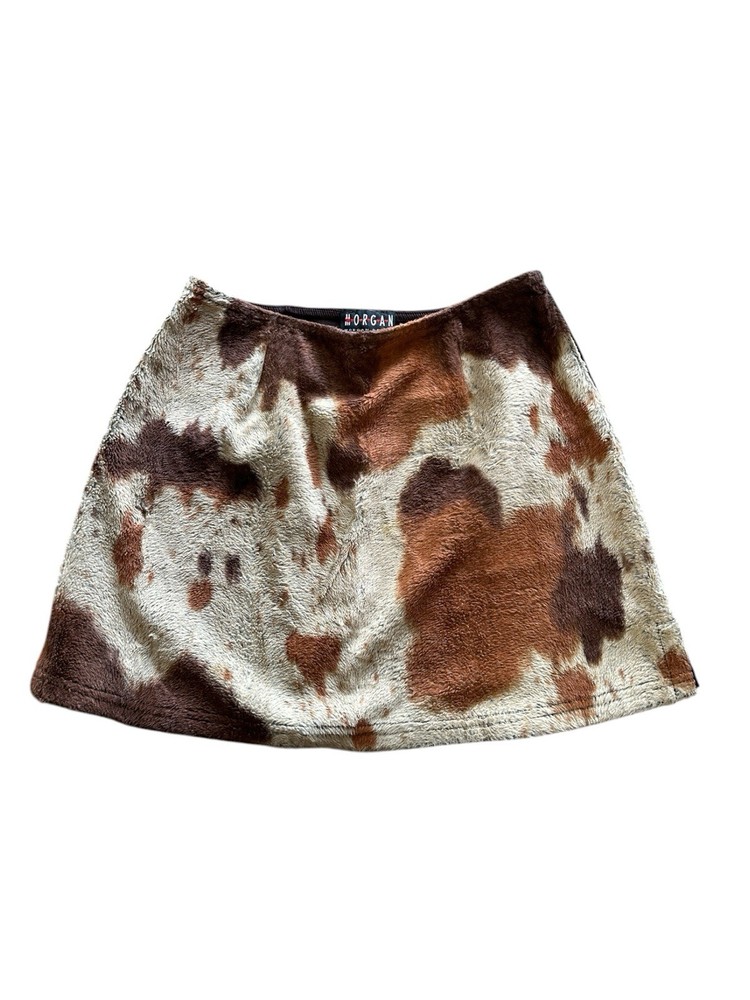 90s Y2K Morgan De Toi Fur Cow Printed Mini Skirt