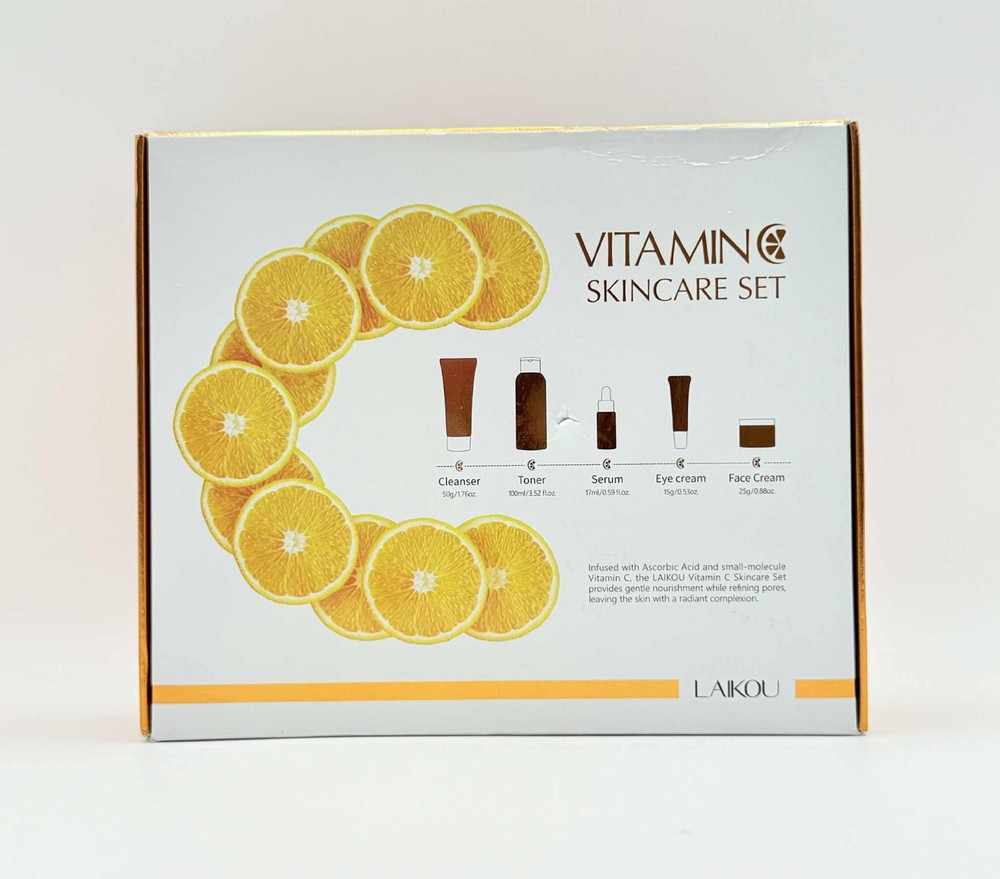 LAIKOU Vitamin C Skin Care Set Cleanser Toner Serum Eye Cream Face Cream Sealed