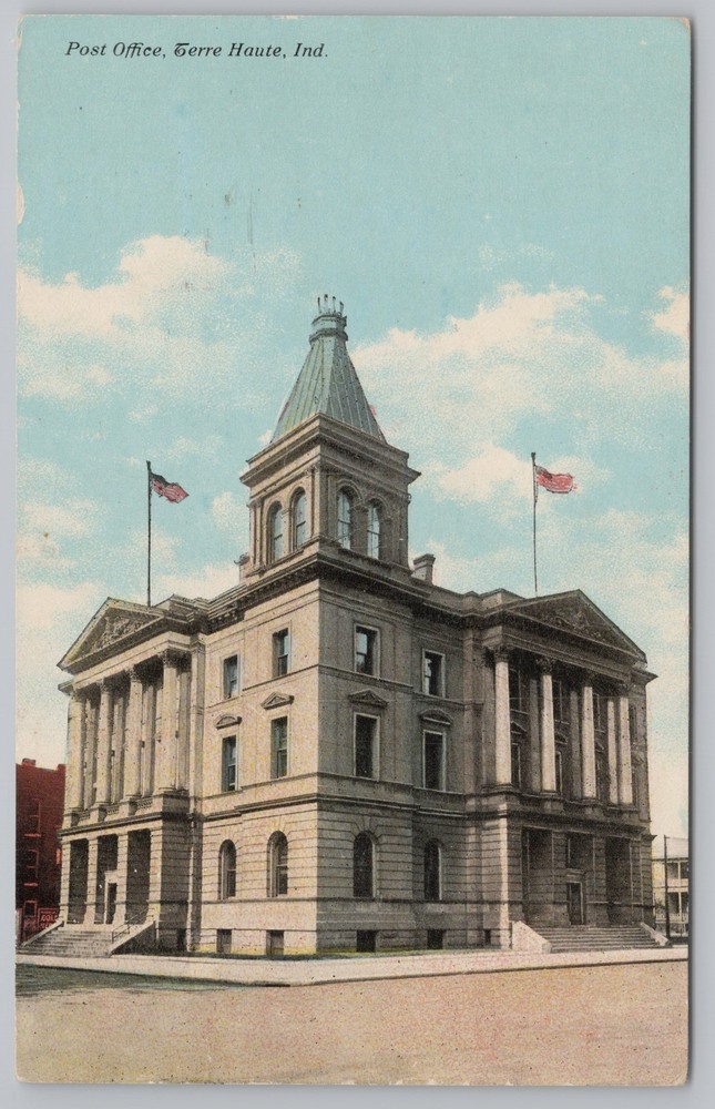 State View~Terre Haute Indiana~Post Office~Vintage Postcard