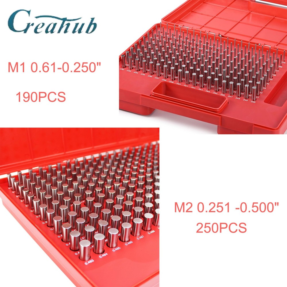 190/250Pcs Pin Gage M1/M2 0.061''-0.500'' Metal Gage Set Minus Class ZZ Storage