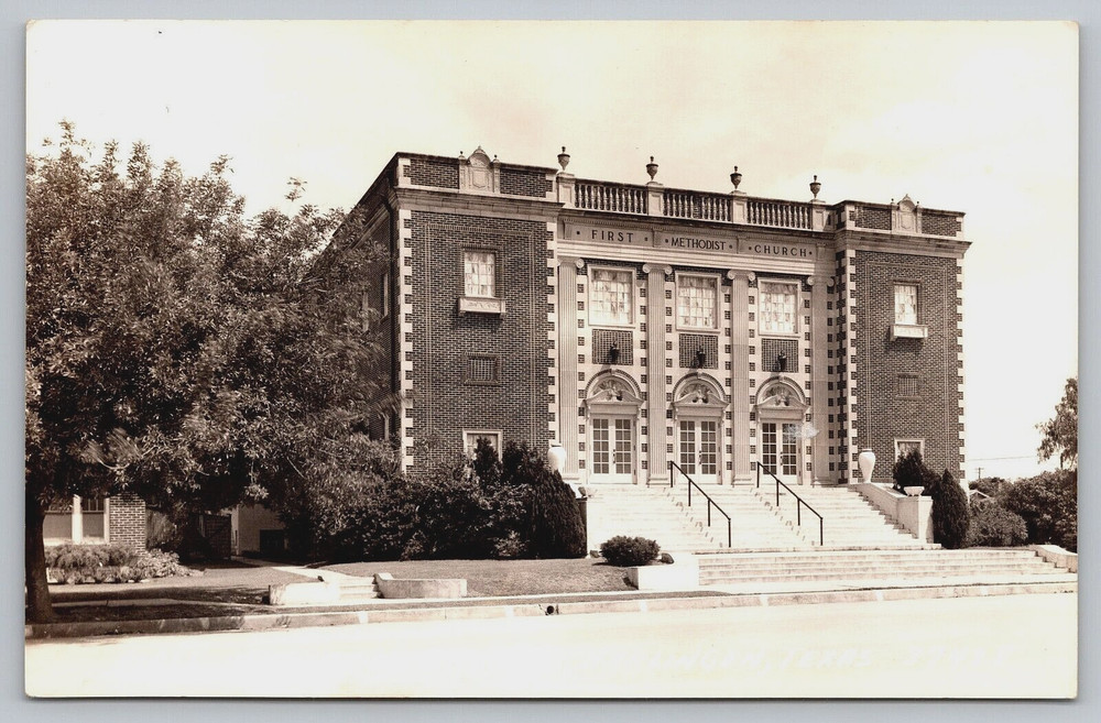 Harlingen Texas First Methodist Church Brick Building Vintage Photo Postcard