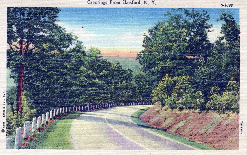 Greetings from Elmsford New York Linen Unposted Postcard