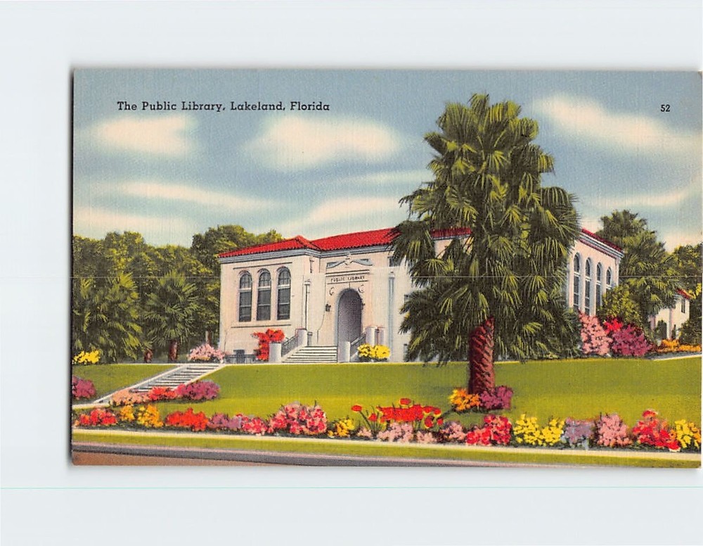 Postcard The Public Library Lakeland Florida USA