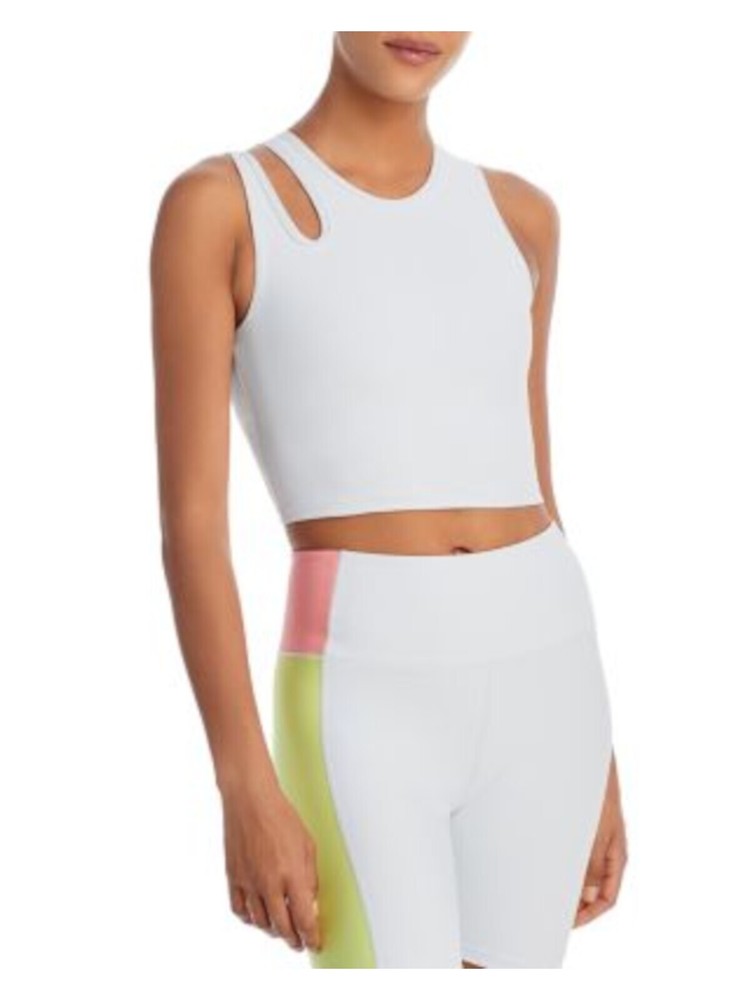 AQUA ATHLETIC Womens White Inner Shelf Bra Sleeveless Active Wear Crop Top XS