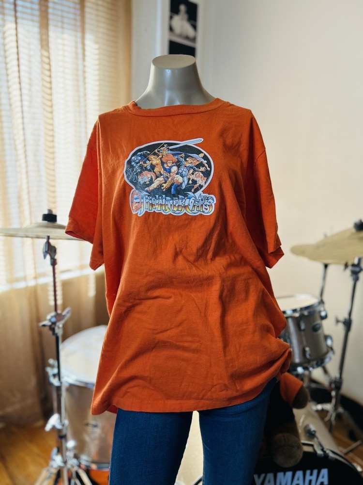 VINTAGE 80s Thundercats Animated Shirt Mens Size Large Orange TV Series