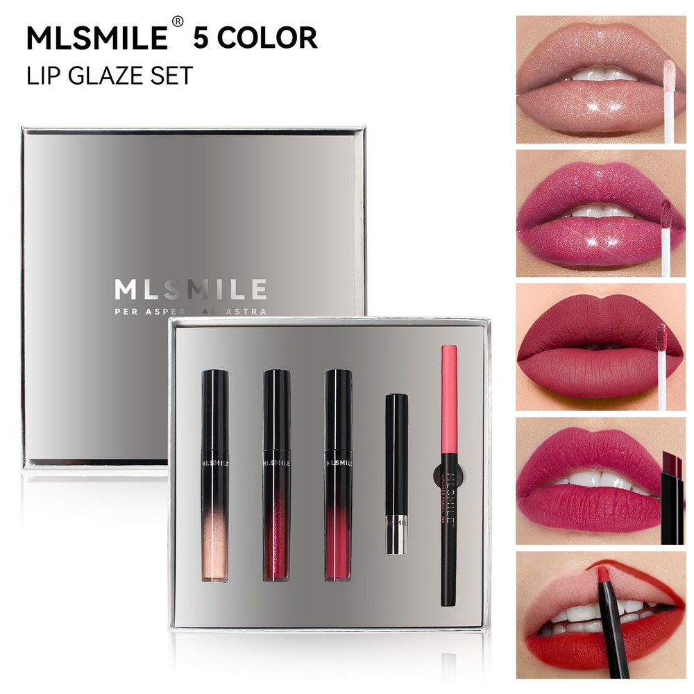 5PCS Matte Waterproof Lip Gloss Set - Long Lasting & Giftable