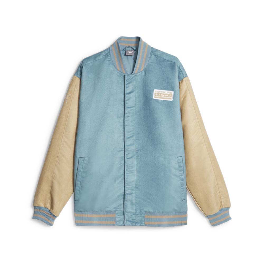 PUMA Men's Beige Blue Casual Athletic Button Down Jacket Outerwear