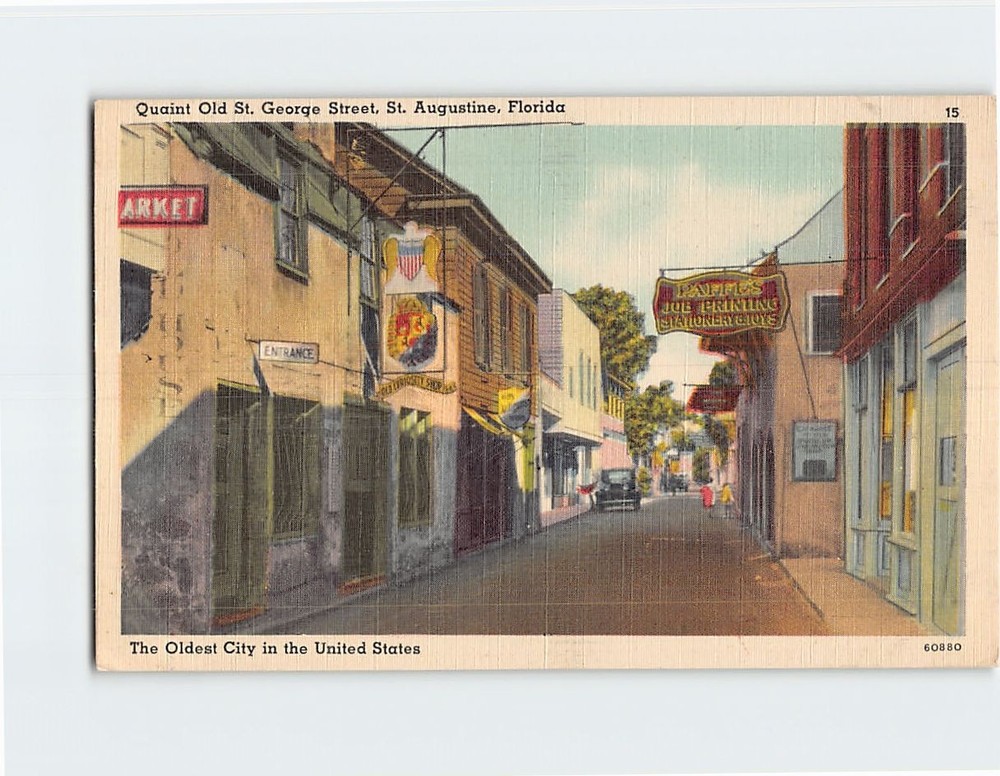 Postcard Quaint Old St. George Street St. Augustine Florida USA