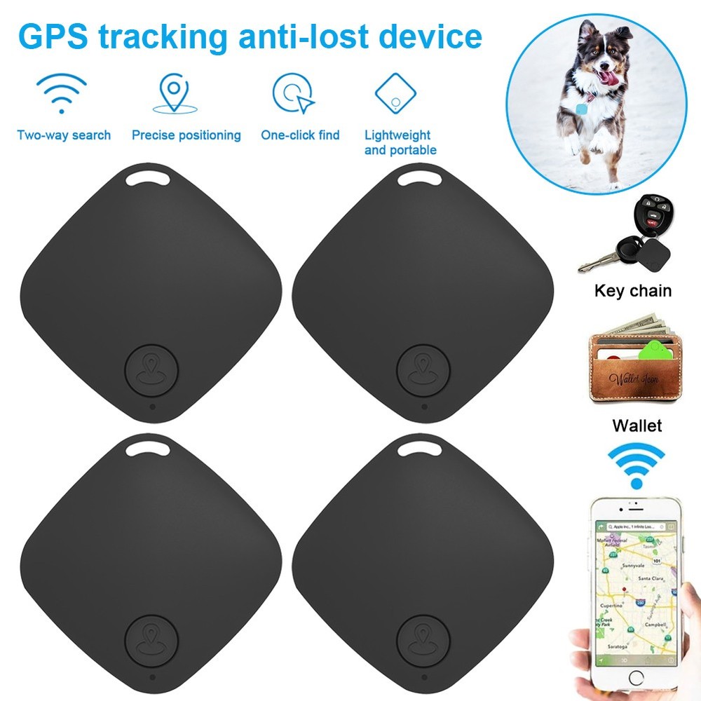 4Pcs Mini Bluetooth GPS Tracker for Pets Kids Wallet Bag Anti-Lost Tracking Device