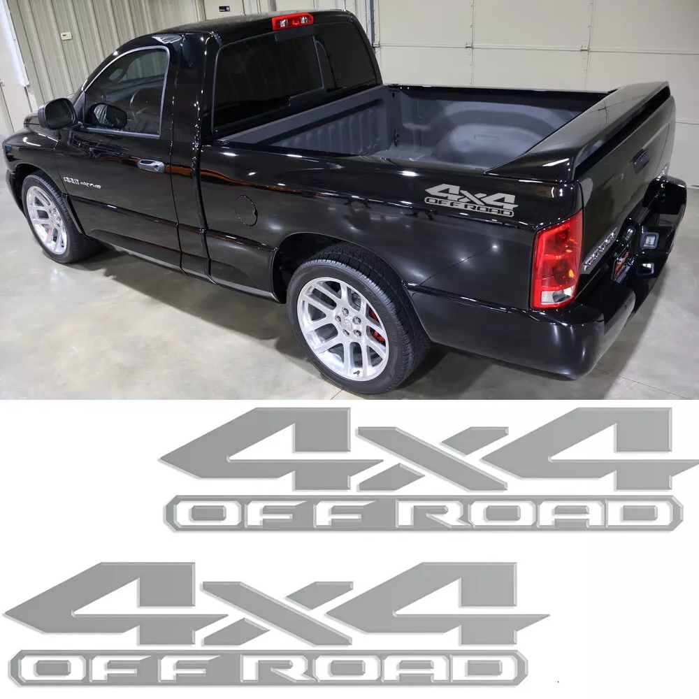 2x Silver 4X4 Off Road Rear Trunk Side Decal Trim For Dodge Ram 1500 2500 3500