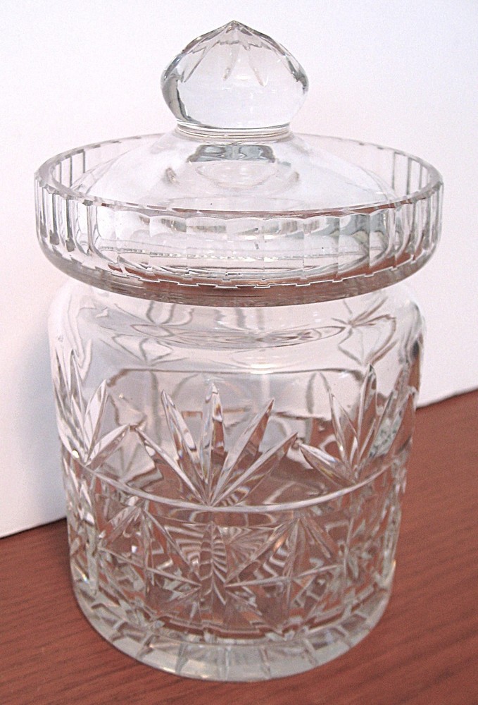 Waterford (?) Crystal Lafford Pattern Biscuit Barrel / Cookie Jar