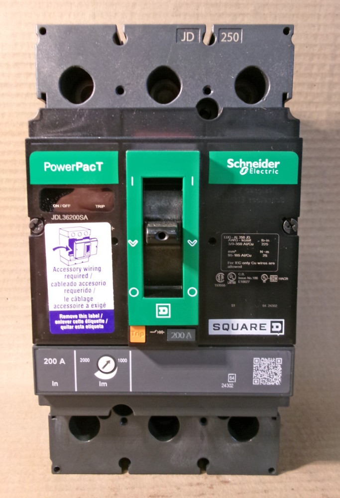 NEW Square D JDL36200SA 3 Pole 200 Amp 600V Circuit Breaker Shunt Trip