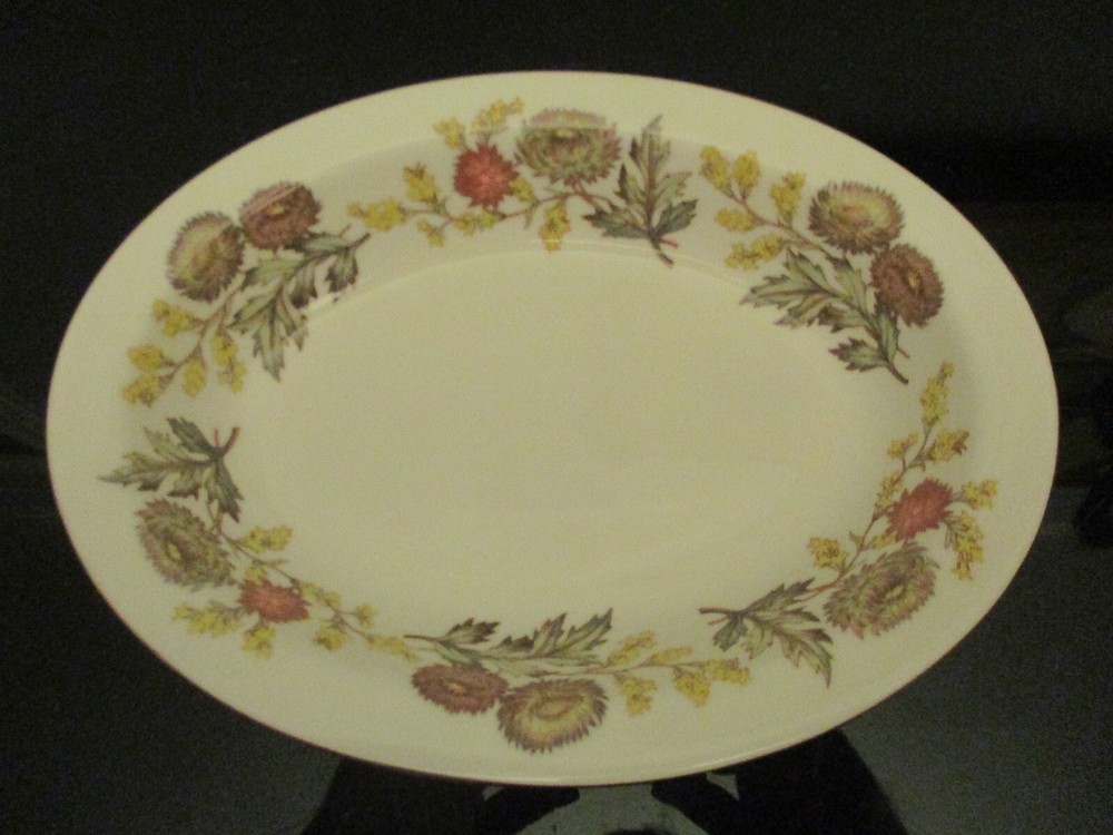 Vintage Wedgwood Lichfield Abstract Flowers Bone China Oval Serving Bowl
