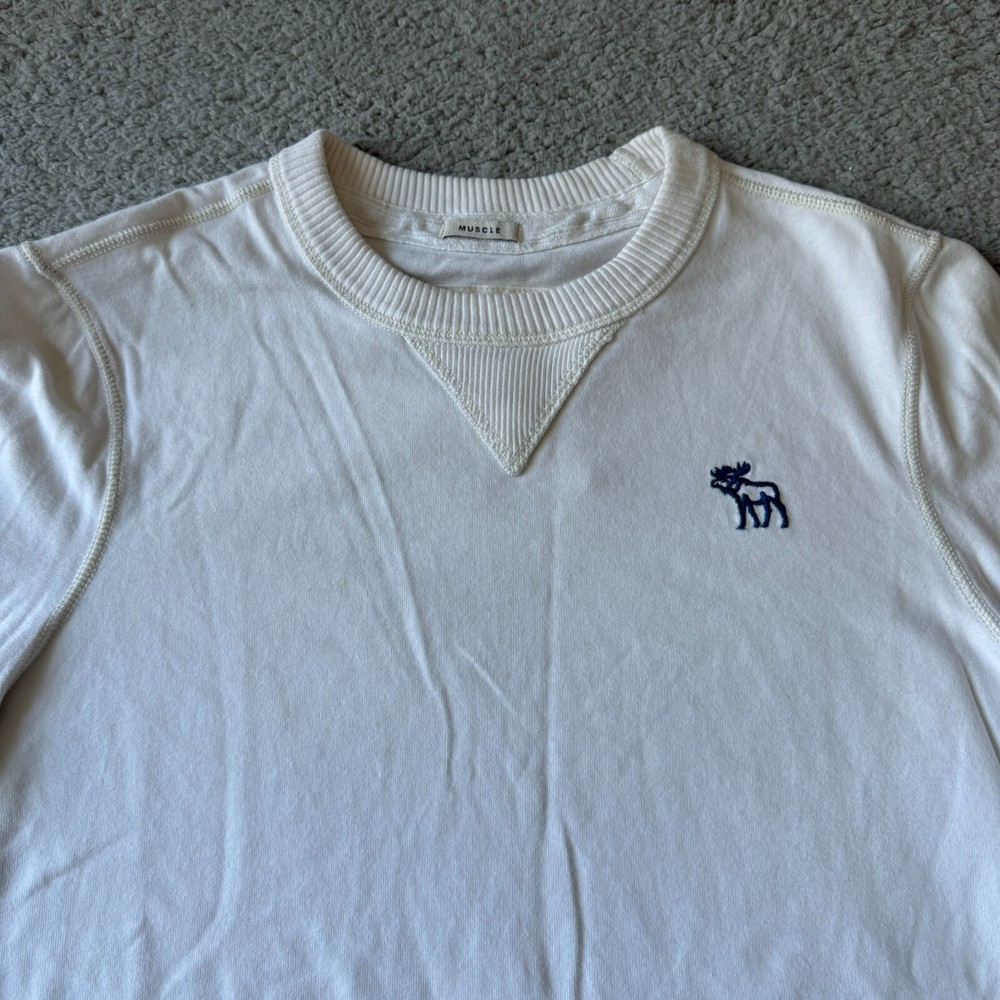 Abercrombie & Fitch T Shirt Mens Medium White Muscle Long Sleeve Casual Work